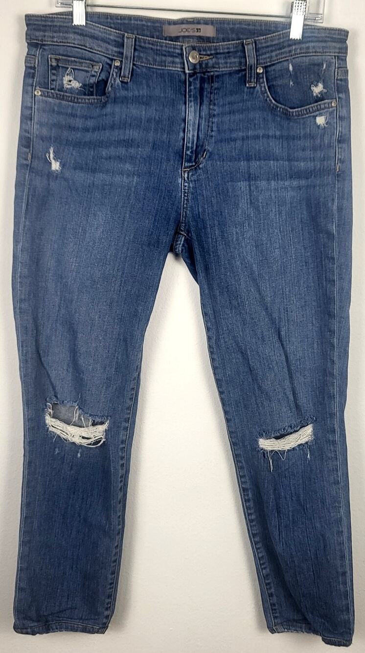 Joe's Jeans LARA Distressed Mid Rise Straight Leg Ankle Stretch Jeans 29 $168